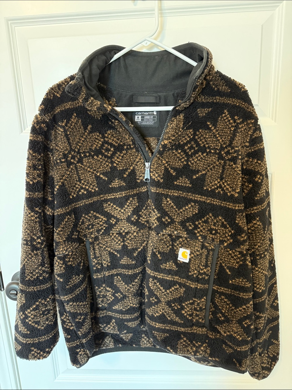 Carhartt Black & Brown Patterned Sherpa Half-Zip Pullover
